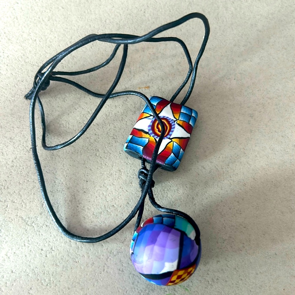 Very bright and unique clay model beaded chain necklace